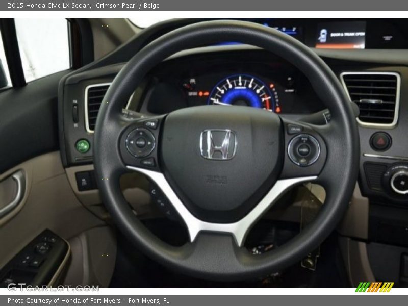 Crimson Pearl / Beige 2015 Honda Civic LX Sedan