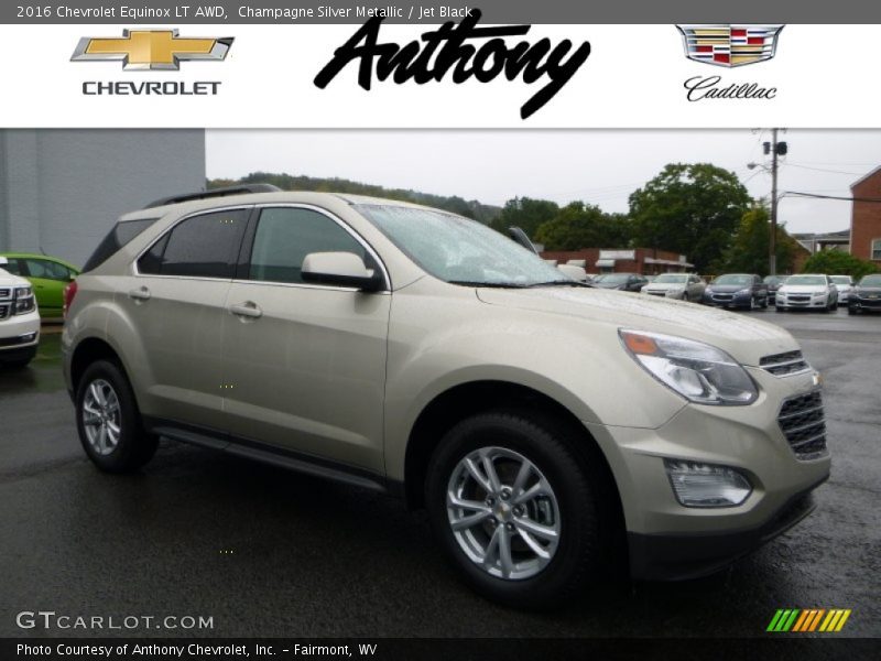 Champagne Silver Metallic / Jet Black 2016 Chevrolet Equinox LT AWD
