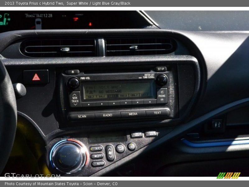 Super White / Light Blue Gray/Black 2013 Toyota Prius c Hybrid Two