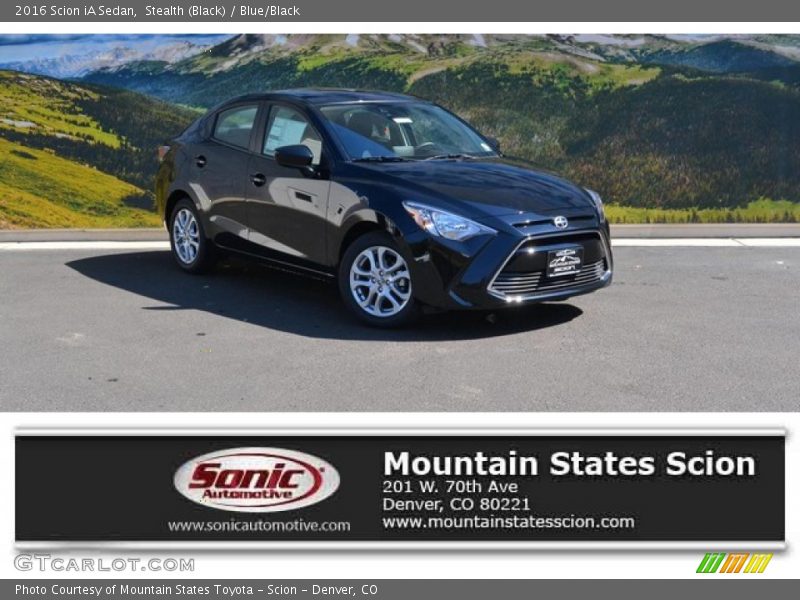 Stealth (Black) / Blue/Black 2016 Scion iA Sedan