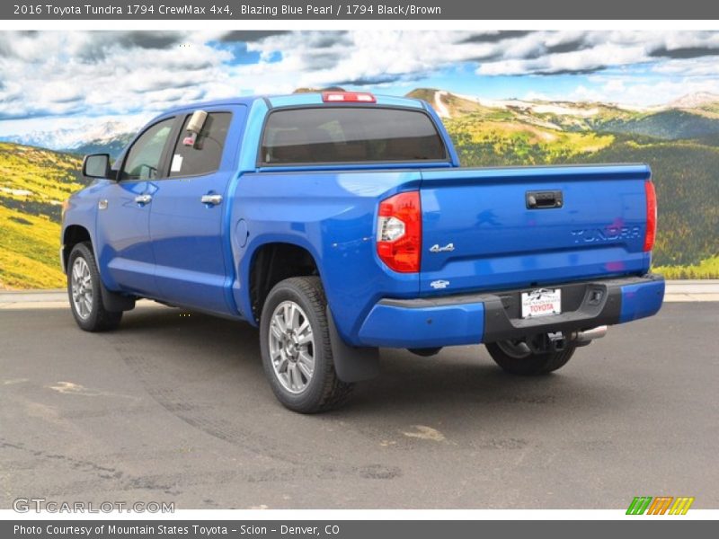 Blazing Blue Pearl / 1794 Black/Brown 2016 Toyota Tundra 1794 CrewMax 4x4