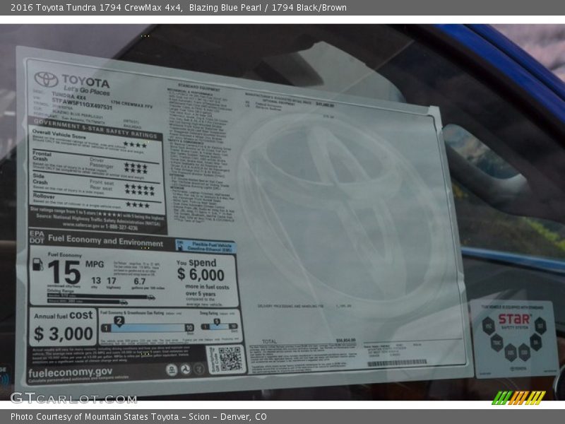  2016 Tundra 1794 CrewMax 4x4 Window Sticker