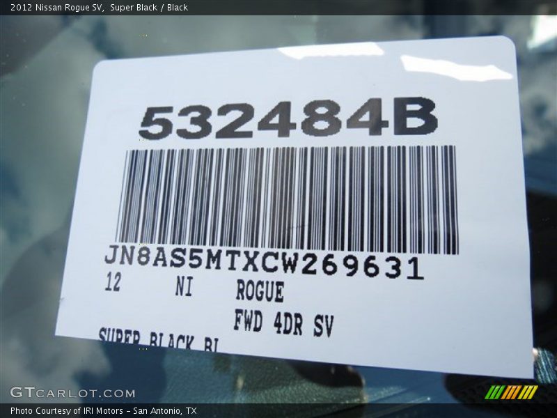 Super Black / Black 2012 Nissan Rogue SV