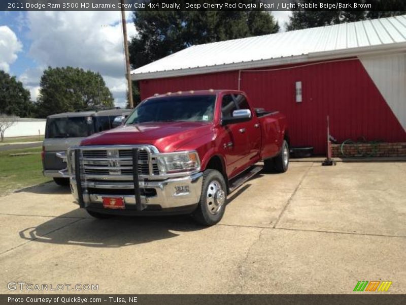 Deep Cherry Red Crystal Pearl / Light Pebble Beige/Bark Brown 2011 Dodge Ram 3500 HD Laramie Crew Cab 4x4 Dually