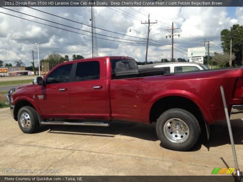 Deep Cherry Red Crystal Pearl / Light Pebble Beige/Bark Brown 2011 Dodge Ram 3500 HD Laramie Crew Cab 4x4 Dually