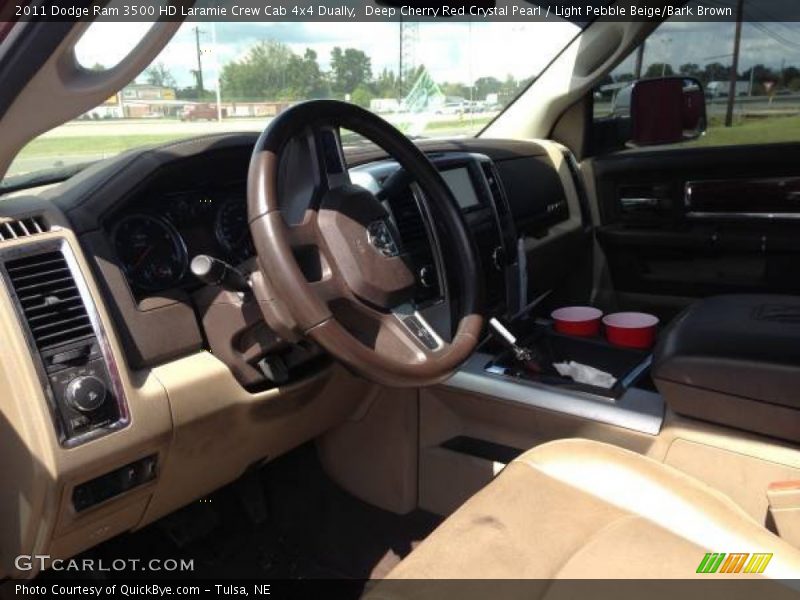 Deep Cherry Red Crystal Pearl / Light Pebble Beige/Bark Brown 2011 Dodge Ram 3500 HD Laramie Crew Cab 4x4 Dually