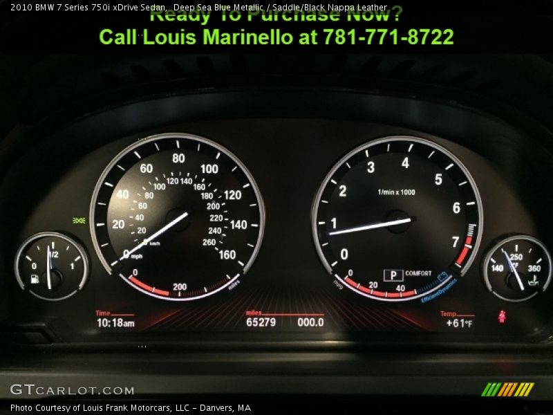 Deep Sea Blue Metallic / Saddle/Black Nappa Leather 2010 BMW 7 Series 750i xDrive Sedan