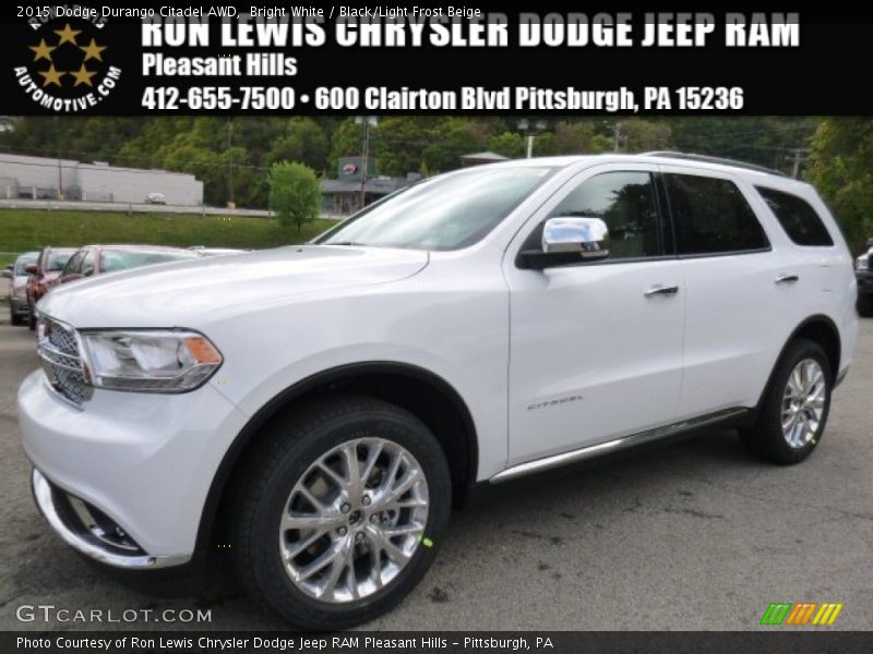 Bright White / Black/Light Frost Beige 2015 Dodge Durango Citadel AWD