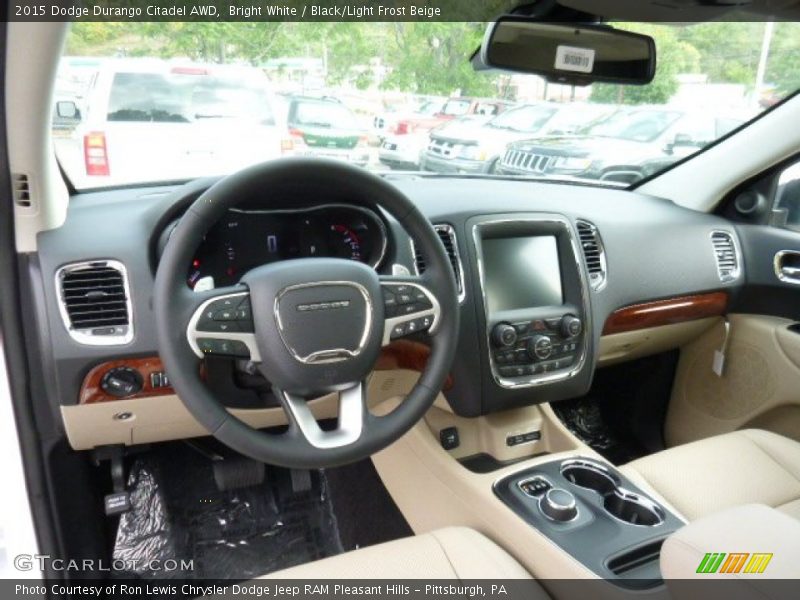 Bright White / Black/Light Frost Beige 2015 Dodge Durango Citadel AWD