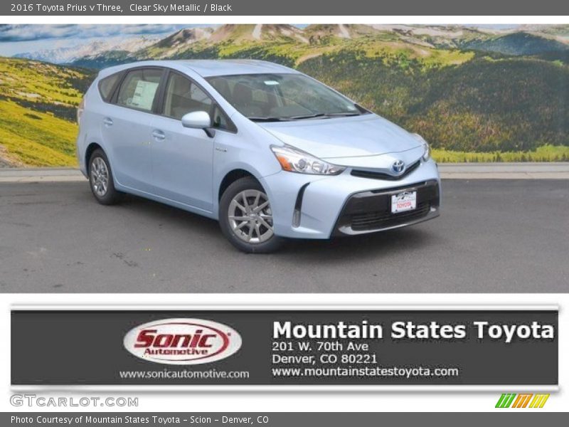 Clear Sky Metallic / Black 2016 Toyota Prius v Three