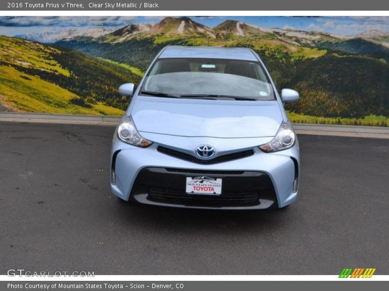 Clear Sky Metallic / Black 2016 Toyota Prius v Three