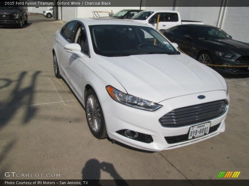 Oxford White / Charcoal Black 2015 Ford Fusion Titanium