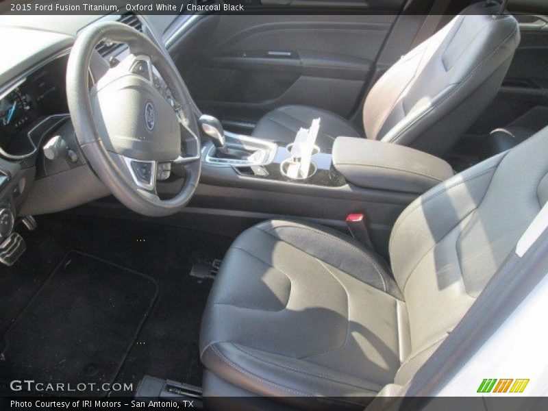 Oxford White / Charcoal Black 2015 Ford Fusion Titanium