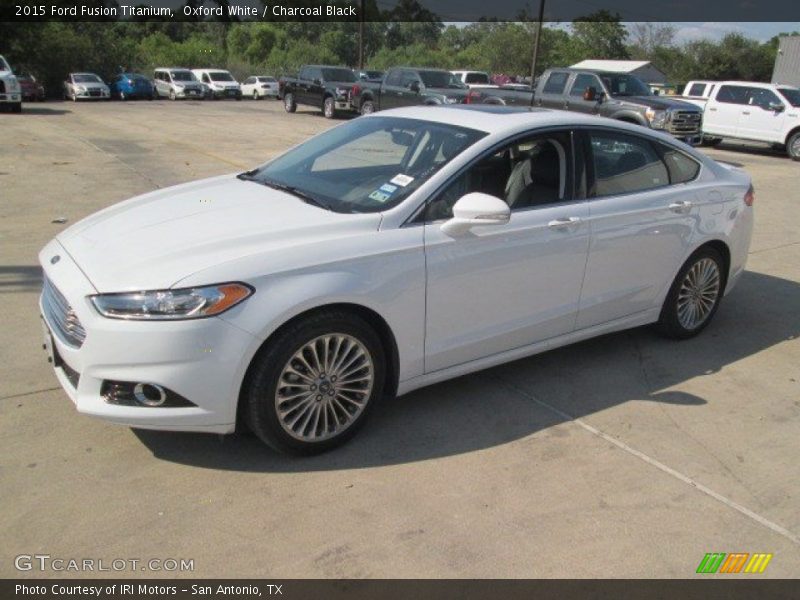 Oxford White / Charcoal Black 2015 Ford Fusion Titanium