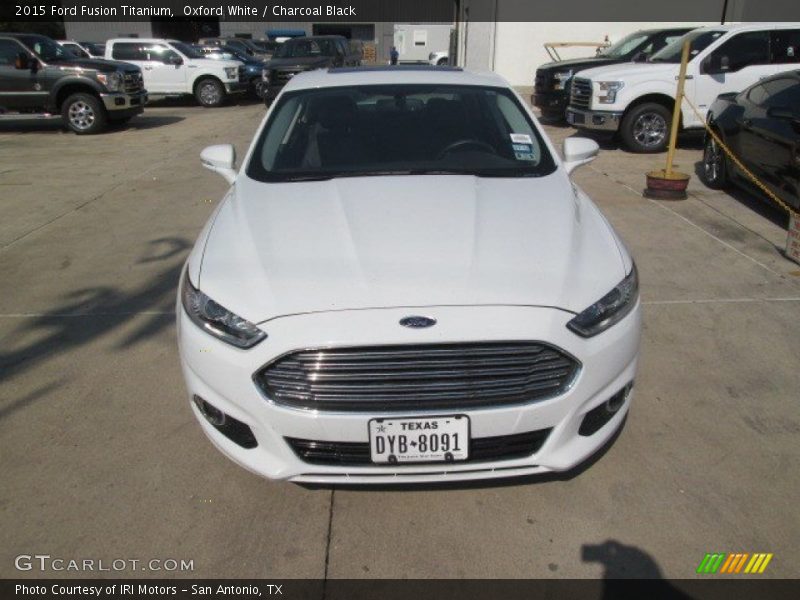 Oxford White / Charcoal Black 2015 Ford Fusion Titanium