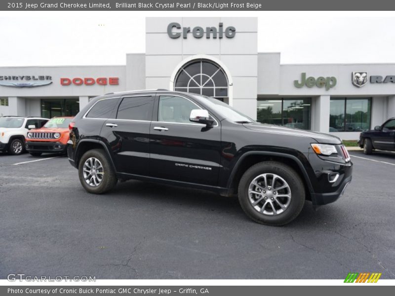Brilliant Black Crystal Pearl / Black/Light Frost Beige 2015 Jeep Grand Cherokee Limited