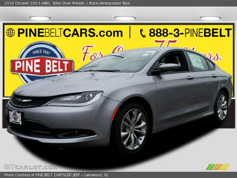 Billet Silver Metallic / Black/Ambassador Blue 2016 Chrysler 200 S AWD