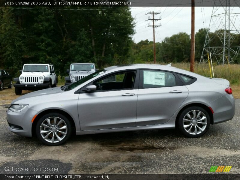 Billet Silver Metallic / Black/Ambassador Blue 2016 Chrysler 200 S AWD