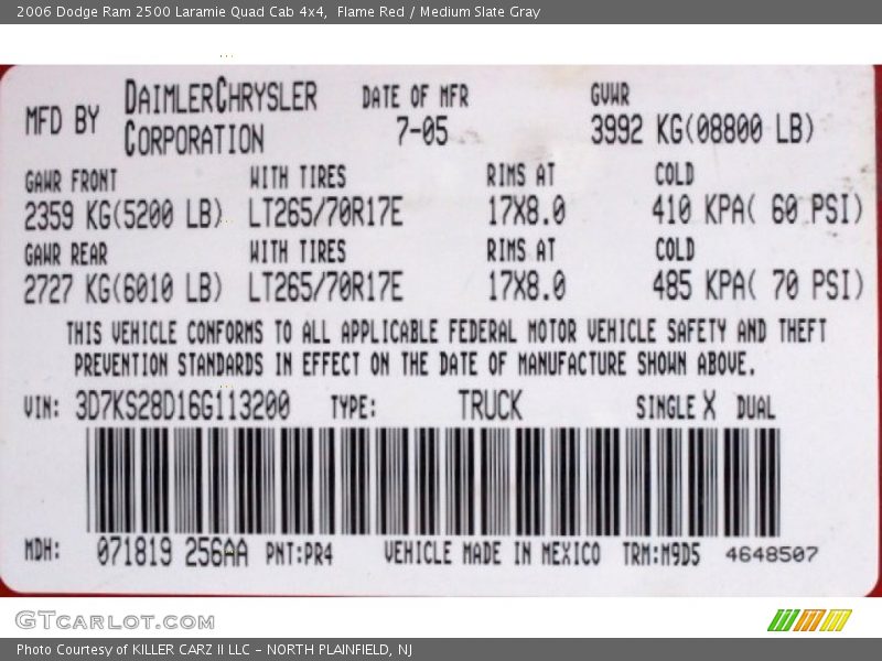 Flame Red / Medium Slate Gray 2006 Dodge Ram 2500 Laramie Quad Cab 4x4