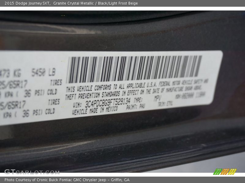 Granite Crystal Metallic / Black/Light Frost Beige 2015 Dodge Journey SXT
