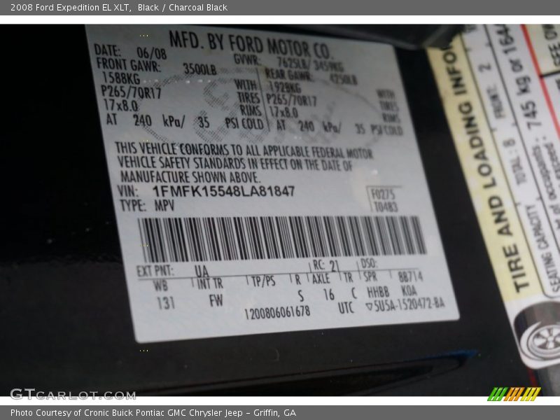 Black / Charcoal Black 2008 Ford Expedition EL XLT
