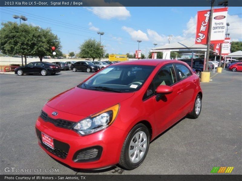 Signal Red / Beige 2013 Kia Rio LX 5-Door
