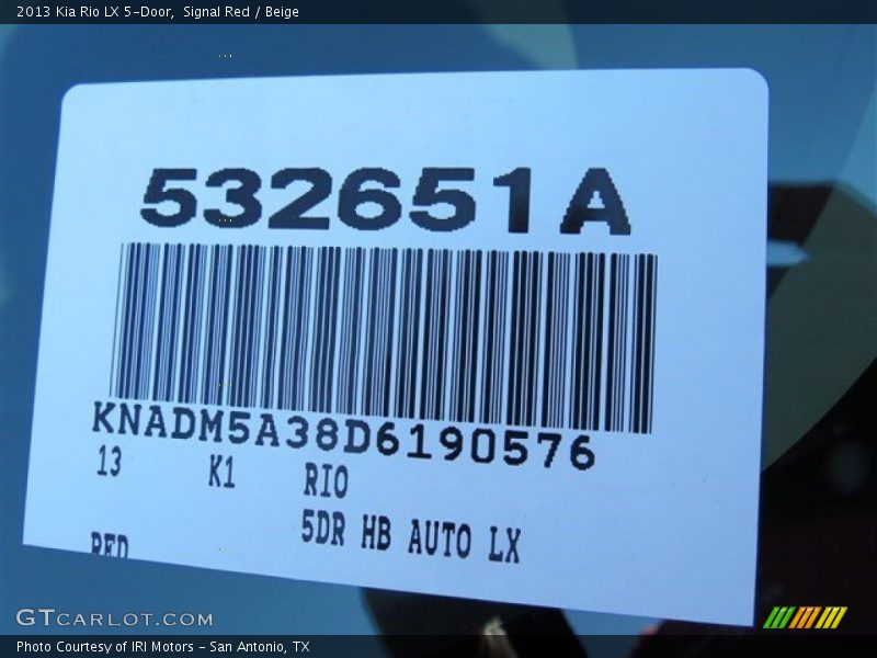 Signal Red / Beige 2013 Kia Rio LX 5-Door