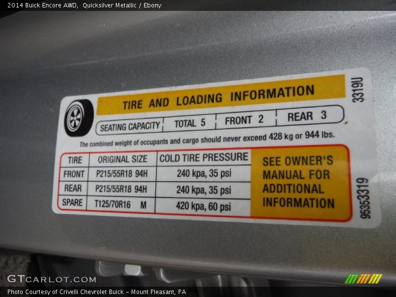 Quicksilver Metallic / Ebony 2014 Buick Encore AWD