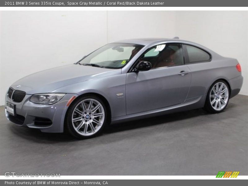 Space Gray Metallic / Coral Red/Black Dakota Leather 2011 BMW 3 Series 335is Coupe