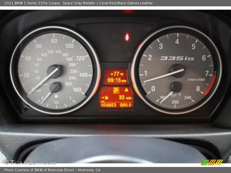 Space Gray Metallic / Coral Red/Black Dakota Leather 2011 BMW 3 Series 335is Coupe