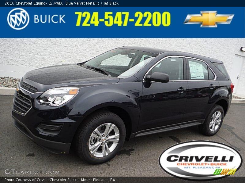 Blue Velvet Metallic / Jet Black 2016 Chevrolet Equinox LS AWD