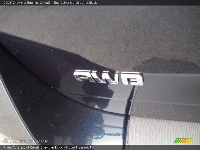 Blue Velvet Metallic / Jet Black 2016 Chevrolet Equinox LS AWD
