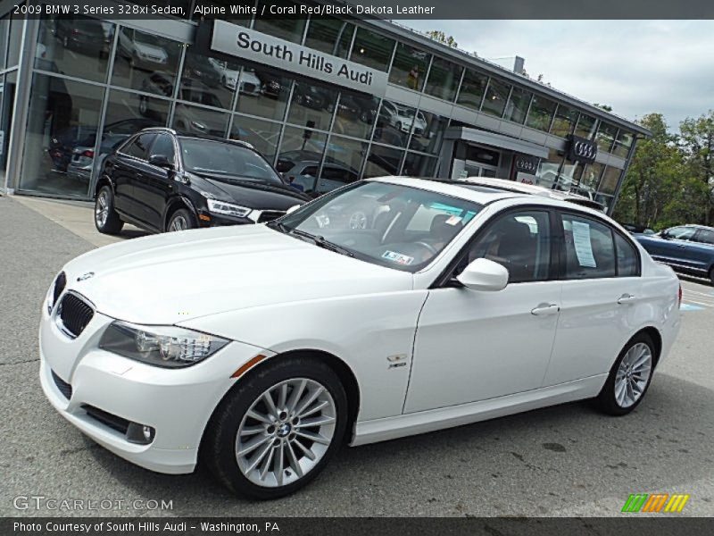 Alpine White / Coral Red/Black Dakota Leather 2009 BMW 3 Series 328xi Sedan