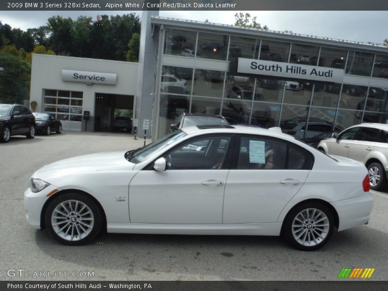 Alpine White / Coral Red/Black Dakota Leather 2009 BMW 3 Series 328xi Sedan