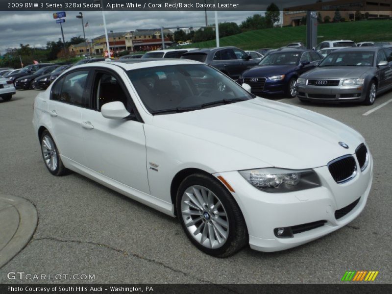 Alpine White / Coral Red/Black Dakota Leather 2009 BMW 3 Series 328xi Sedan