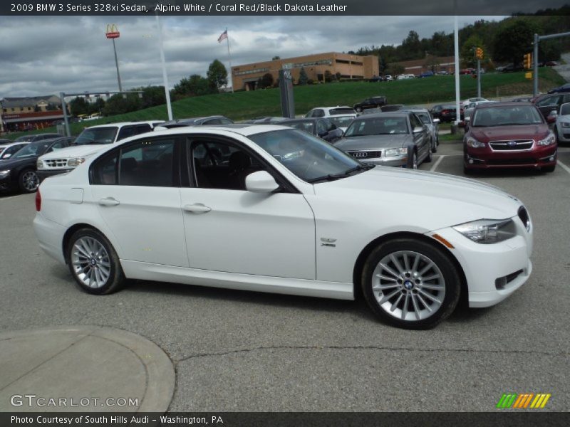 Alpine White / Coral Red/Black Dakota Leather 2009 BMW 3 Series 328xi Sedan