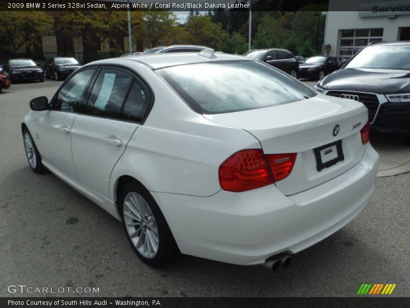 Alpine White / Coral Red/Black Dakota Leather 2009 BMW 3 Series 328xi Sedan