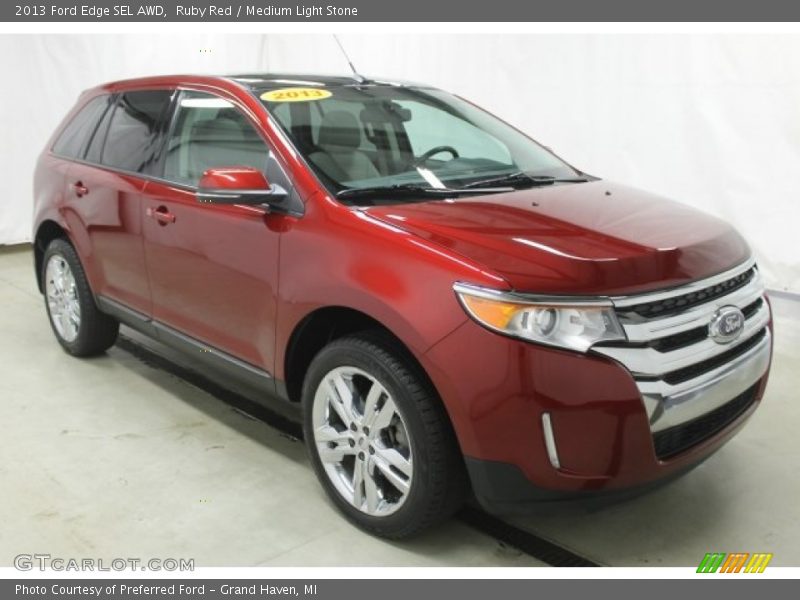 Ruby Red / Medium Light Stone 2013 Ford Edge SEL AWD