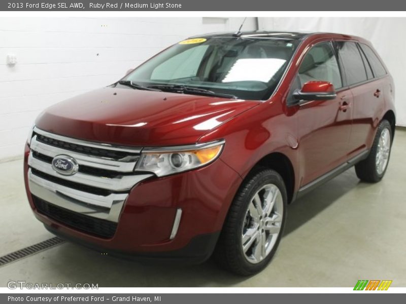 Ruby Red / Medium Light Stone 2013 Ford Edge SEL AWD