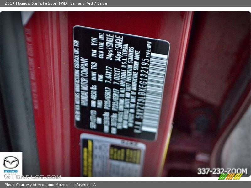 Serrano Red / Beige 2014 Hyundai Santa Fe Sport FWD