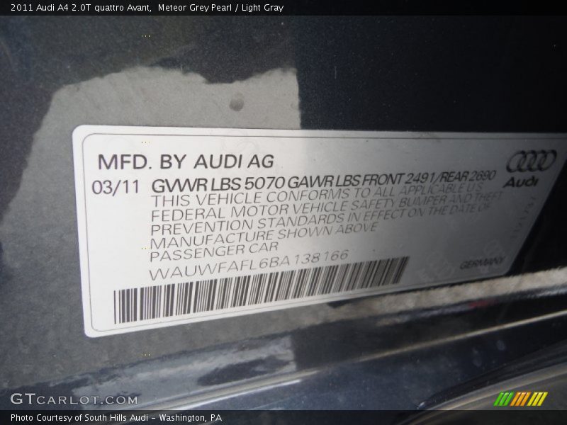 Meteor Grey Pearl / Light Gray 2011 Audi A4 2.0T quattro Avant