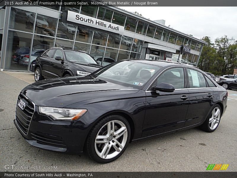 Moonlight Blue Metallic / Nougat Brown 2015 Audi A6 2.0T Premium Plus quattro Sedan