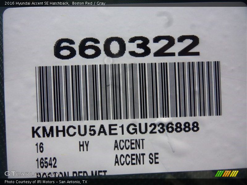 Boston Red / Gray 2016 Hyundai Accent SE Hatchback