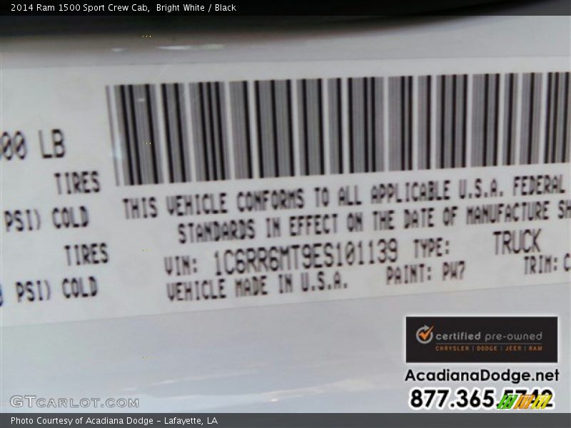 Bright White / Black 2014 Ram 1500 Sport Crew Cab