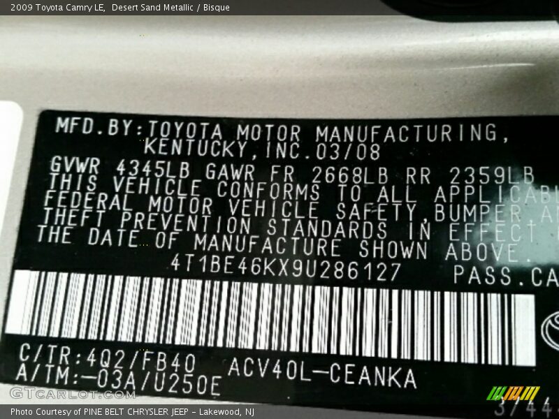 Desert Sand Metallic / Bisque 2009 Toyota Camry LE