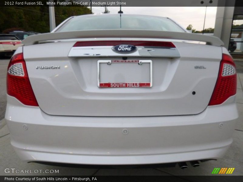White Platinum Tri-Coat / Medium Light Stone 2012 Ford Fusion SEL