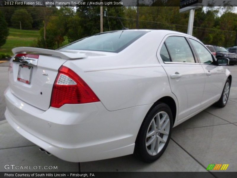 White Platinum Tri-Coat / Medium Light Stone 2012 Ford Fusion SEL