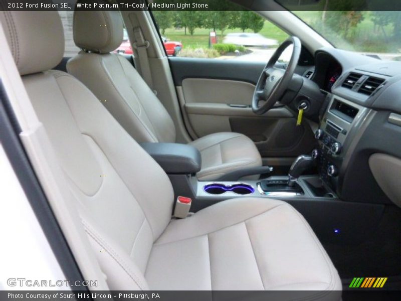 White Platinum Tri-Coat / Medium Light Stone 2012 Ford Fusion SEL