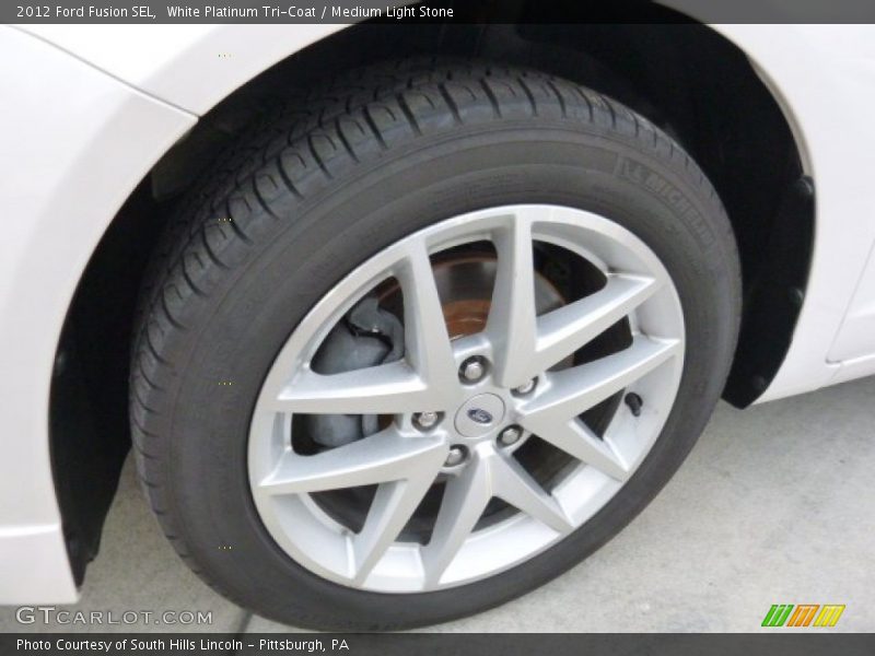 White Platinum Tri-Coat / Medium Light Stone 2012 Ford Fusion SEL