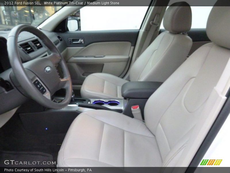 White Platinum Tri-Coat / Medium Light Stone 2012 Ford Fusion SEL